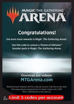 Arena Code Card