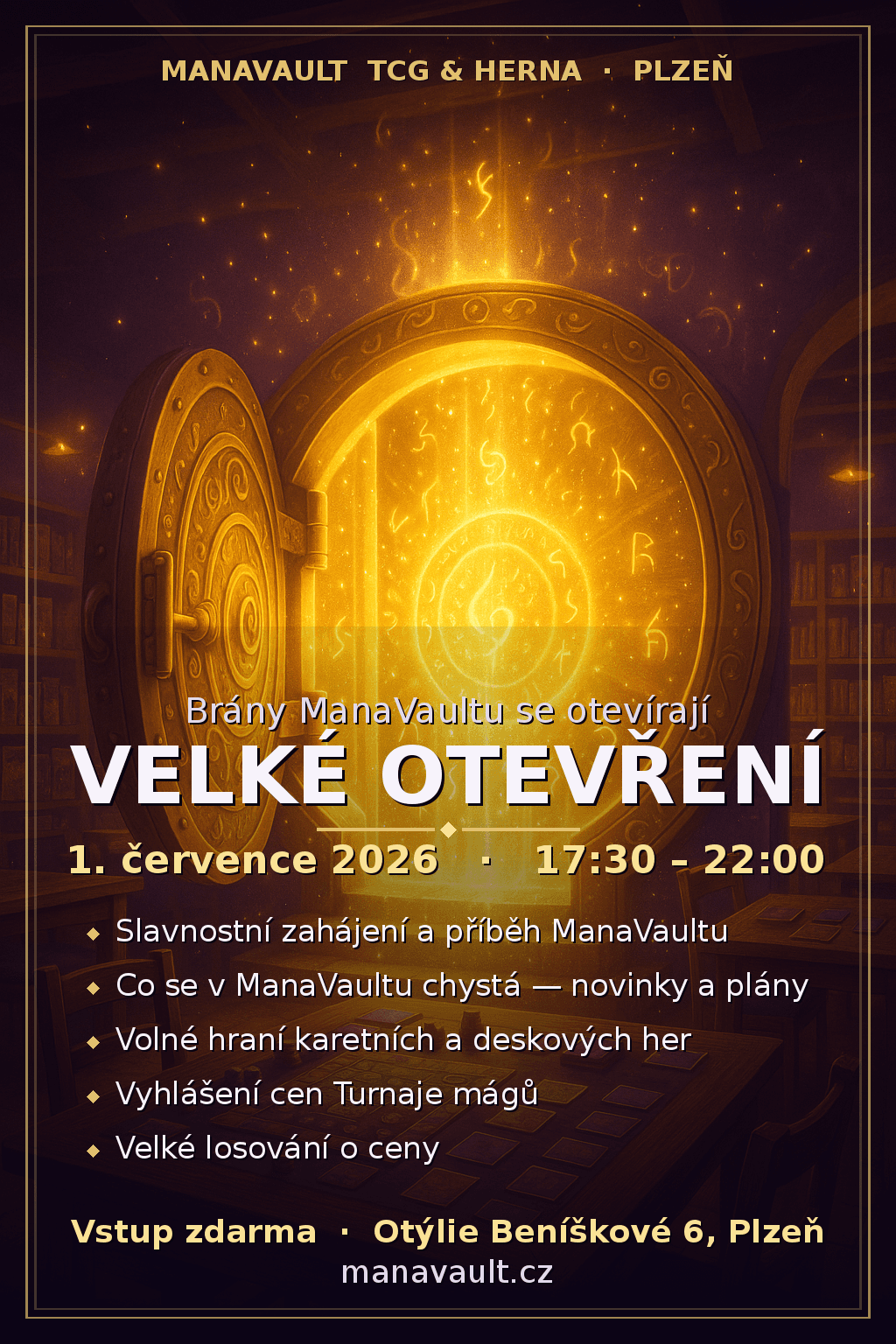 Leták: Velké otevření herny ManaVault